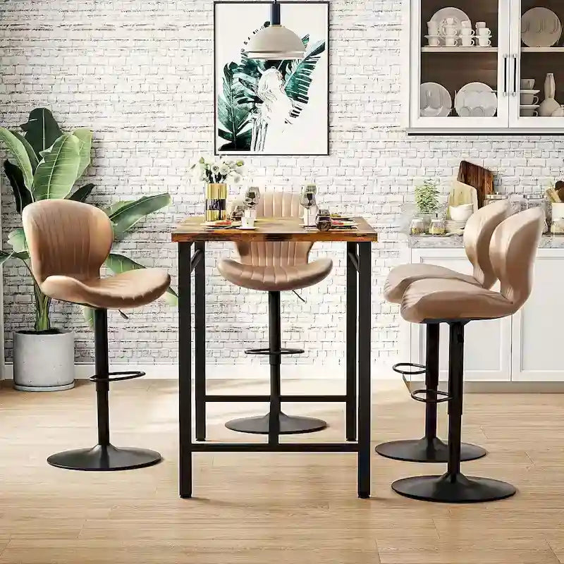 BOSSIN Lot de 2 tabourets de bar modernes et réglables, tabourets de comptoir pivotants revêtus de similicuir - 42 cm (P) x 50 cm (L) x 119 cm (H)