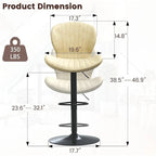 BOSSIN Lot de 2 tabourets de bar modernes et réglables, tabourets de comptoir pivotants revêtus de similicuir - 42 cm (P) x 50 cm (L) x 119 cm (H)