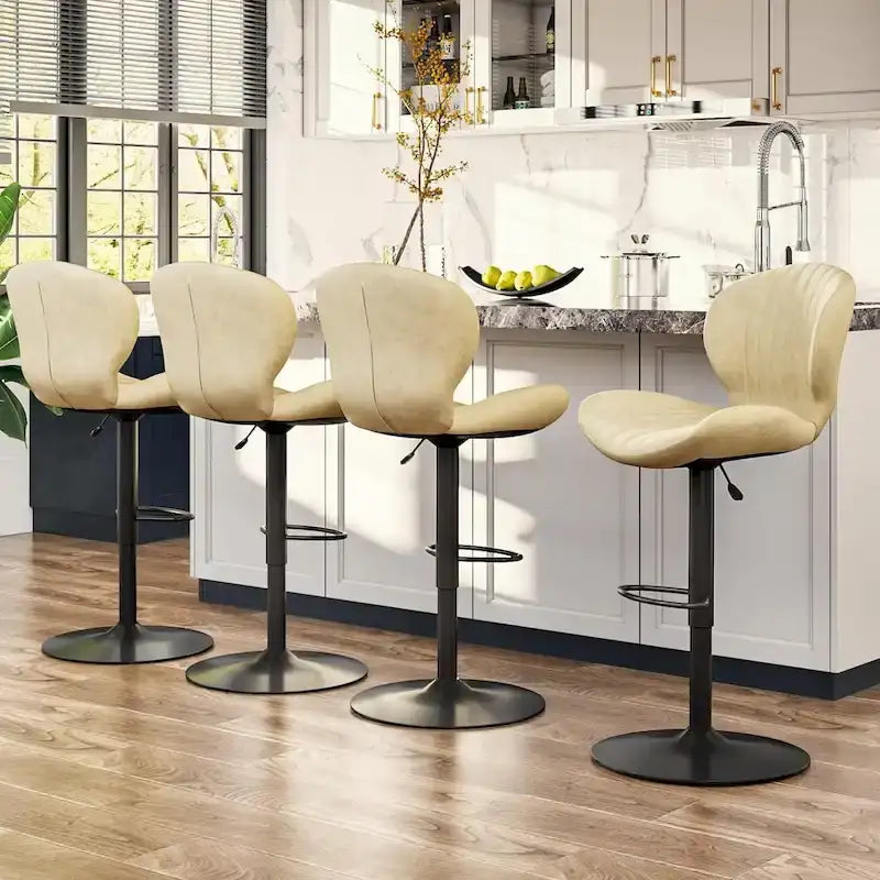 BOSSIN Lot de 2 tabourets de bar modernes et réglables, tabourets de comptoir pivotants revêtus de similicuir - 42 cm (P) x 50 cm (L) x 119 cm (H)