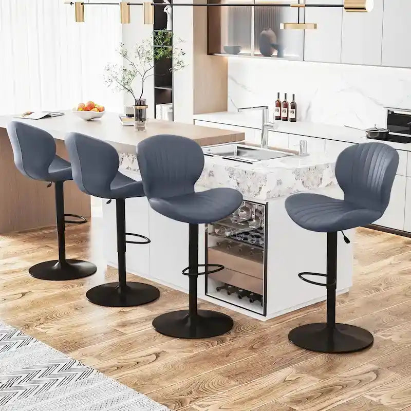 BOSSIN Lot de 2 tabourets de bar modernes et réglables, tabourets de comptoir pivotants revêtus de similicuir - 42 cm (P) x 50 cm (L) x 119 cm (H)