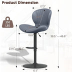 BOSSIN Lot de 2 tabourets de bar modernes et réglables, tabourets de comptoir pivotants revêtus de similicuir - 42 cm (P) x 50 cm (L) x 119 cm (H)