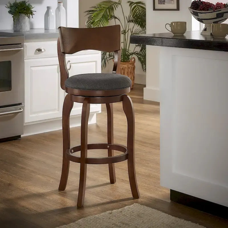 Tabouret de bar pivotant Lyla 29 pouces, marron, dossier haut, par iNSPIRE Q Classic