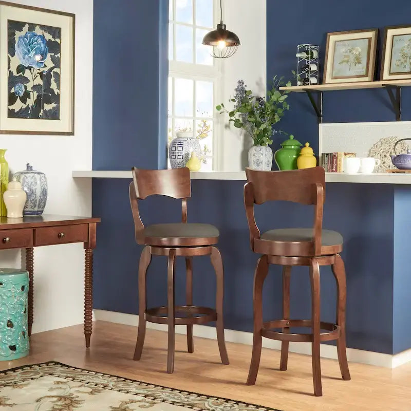 Tabouret de bar pivotant Lyla 29 pouces, marron, dossier haut, par iNSPIRE Q Classic