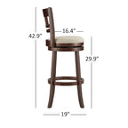 Tabouret de bar pivotant Lyla 29 pouces, marron, dossier haut, par iNSPIRE Q Classic