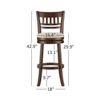 Tabouret de bar pivotant Lyla 29 pouces, marron, dossier haut, par iNSPIRE Q Classic