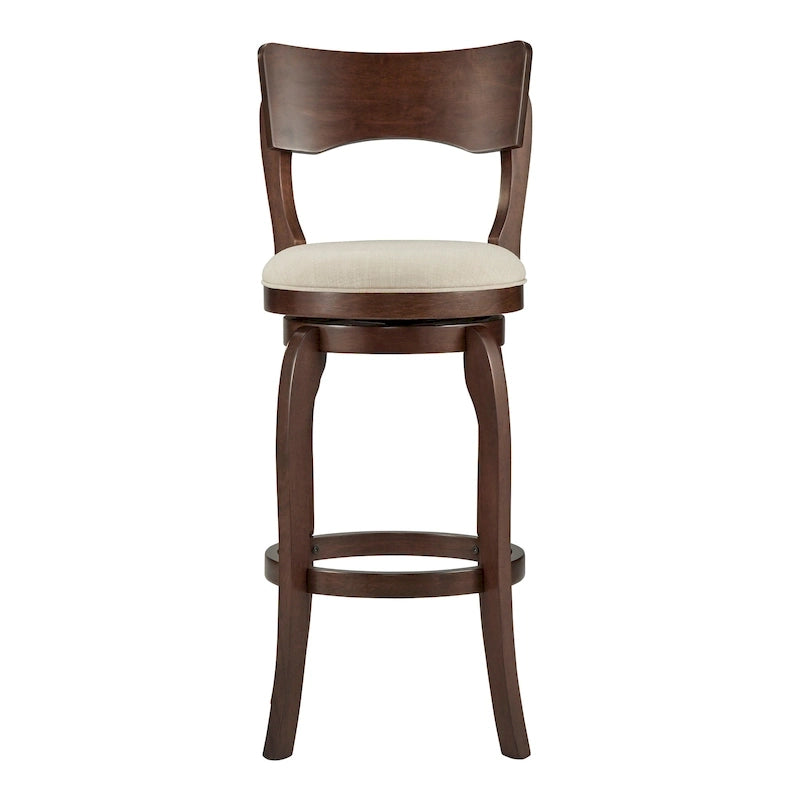 Tabouret de bar pivotant Lyla 29 pouces, marron, dossier haut, par iNSPIRE Q Classic