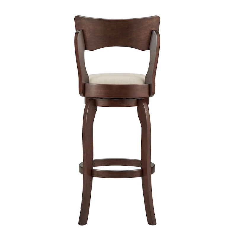 Tabouret de bar pivotant Lyla 29 pouces, marron, dossier haut, par iNSPIRE Q Classic