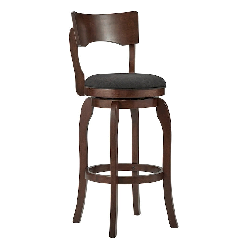 Tabouret de bar pivotant Lyla 29 pouces, marron, dossier haut, par iNSPIRE Q Classic
