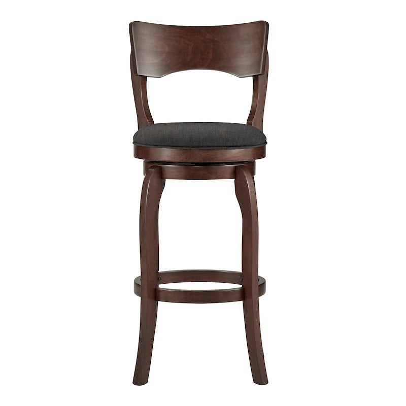 Tabouret de bar pivotant Lyla 29 pouces, marron, dossier haut, par iNSPIRE Q Classic