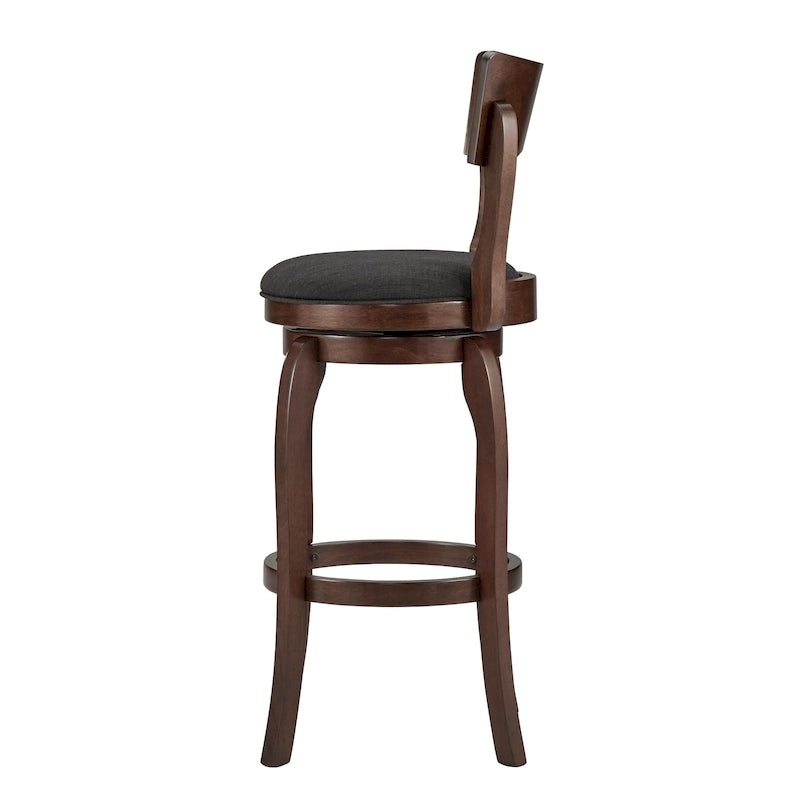 Tabouret de bar pivotant Lyla 29 pouces, marron, dossier haut, par iNSPIRE Q Classic