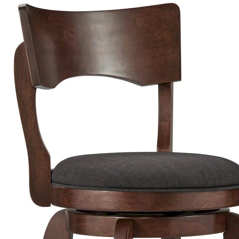 Tabouret de bar pivotant Lyla 29 pouces, marron, dossier haut, par iNSPIRE Q Classic