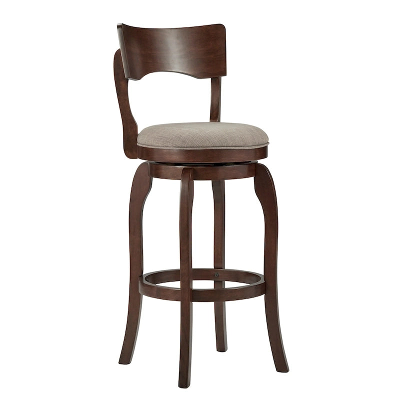 Tabouret de bar pivotant Lyla 29 pouces, marron, dossier haut, par iNSPIRE Q Classic