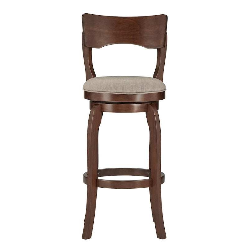Tabouret de bar pivotant Lyla 29 pouces, marron, dossier haut, par iNSPIRE Q Classic