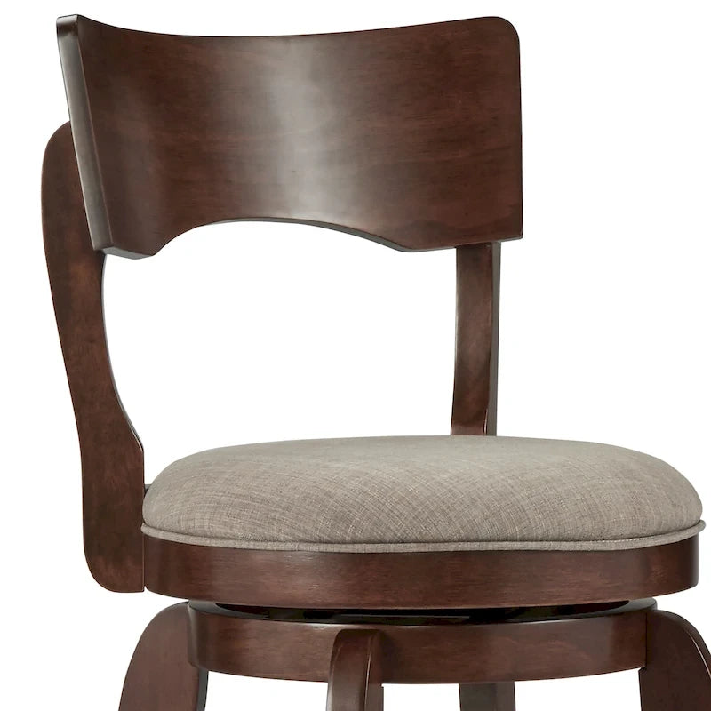 Tabouret de bar pivotant Lyla 29 pouces, marron, dossier haut, par iNSPIRE Q Classic