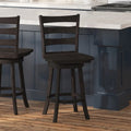 Tabouret de bar pivotant en bois à dossier échelle avec repose-pieds