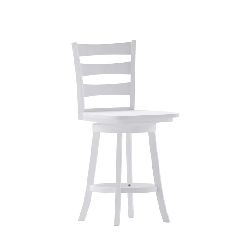 Tabouret de bar pivotant en bois à dossier échelle avec repose-pieds