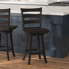 Tabouret de bar pivotant en bois à dossier échelle avec repose-pieds