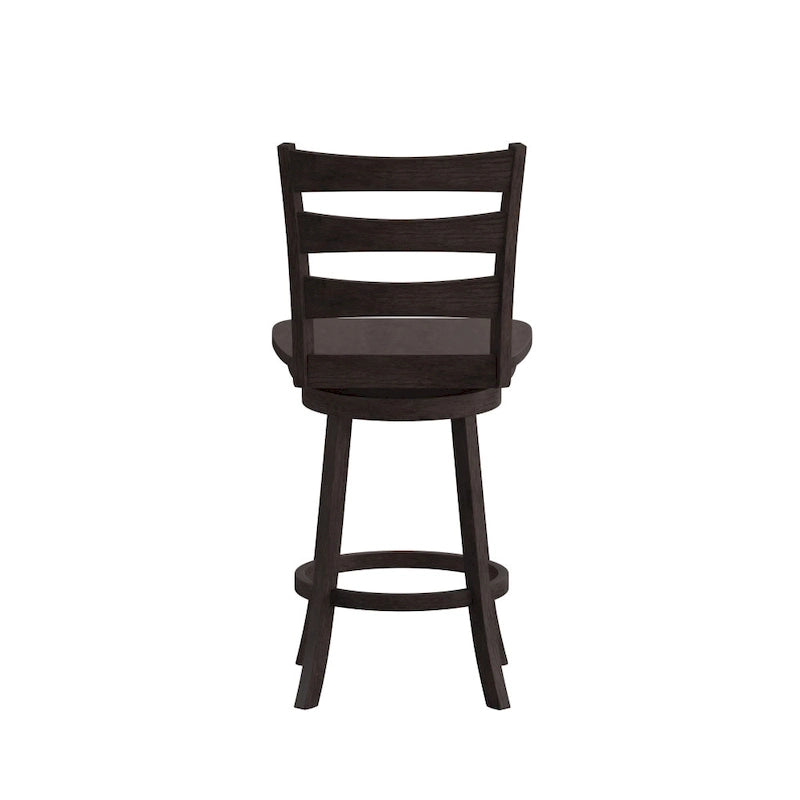 Tabouret de bar pivotant en bois à dossier échelle avec repose-pieds