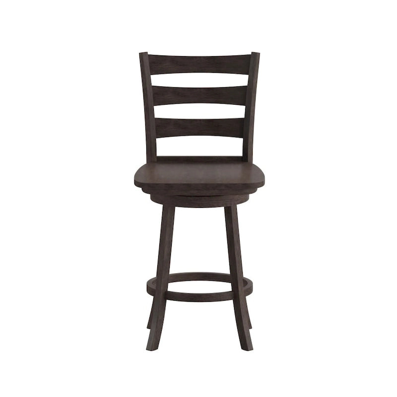 Tabouret de bar pivotant en bois à dossier échelle avec repose-pieds
