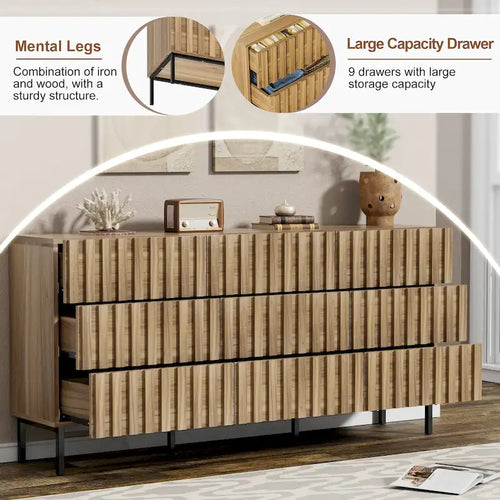 Commode à 9 tiroirs, tour de rangement pour chambre à coucher