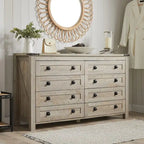 Commode rustique en bois à 8 tiroirs, style ferme