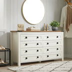 Commode rustique en bois à 8 tiroirs, style ferme
