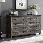 Commode rustique en bois à 8 tiroirs, style ferme
