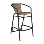 Tabouret de bar commercial en rotin pour restaurant, intérieur/extérieur, avec structure en aluminium - Non disponible