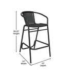Tabouret de bar commercial en rotin pour restaurant, intérieur/extérieur, avec structure en aluminium - Non disponible