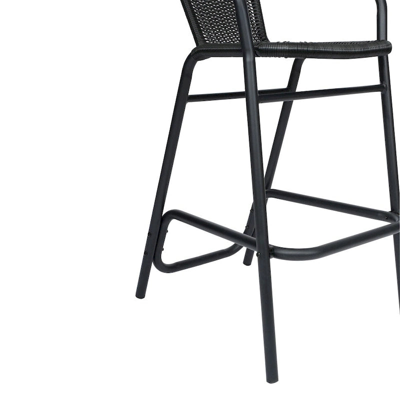 Tabouret de bar commercial en rotin pour restaurant, intérieur/extérieur, avec structure en aluminium - Non disponible