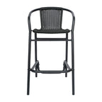 Tabouret de bar commercial en rotin pour restaurant, intérieur/extérieur, avec structure en aluminium - Non disponible