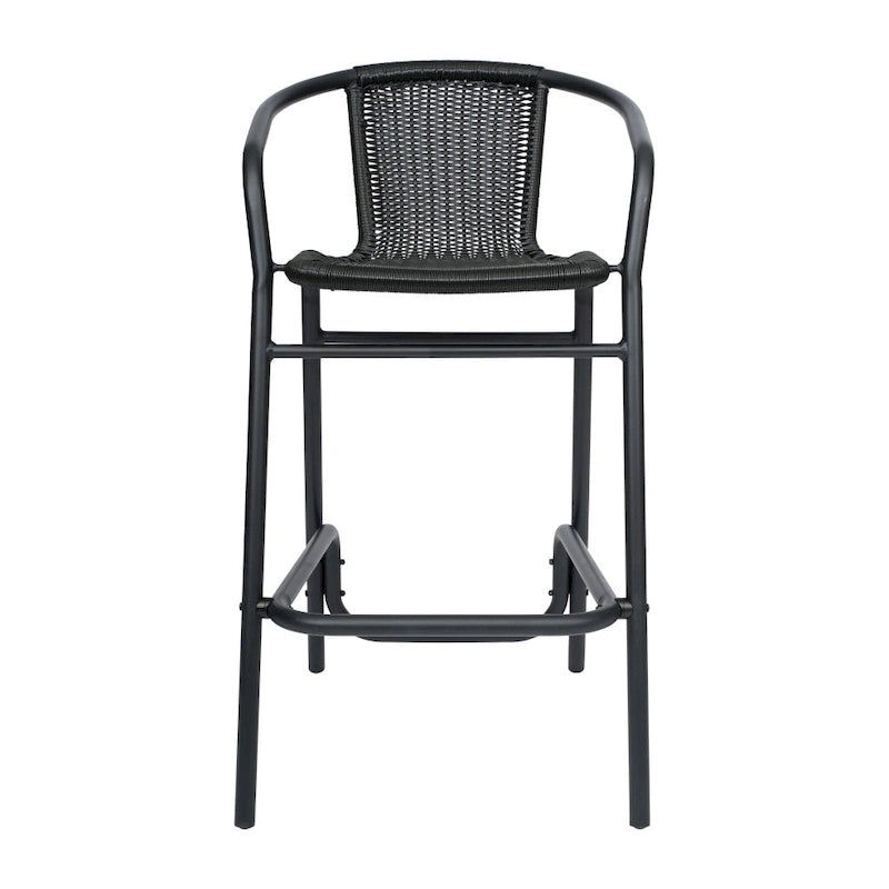 Tabouret de bar commercial en rotin pour restaurant, intérieur/extérieur, avec structure en aluminium - Non disponible