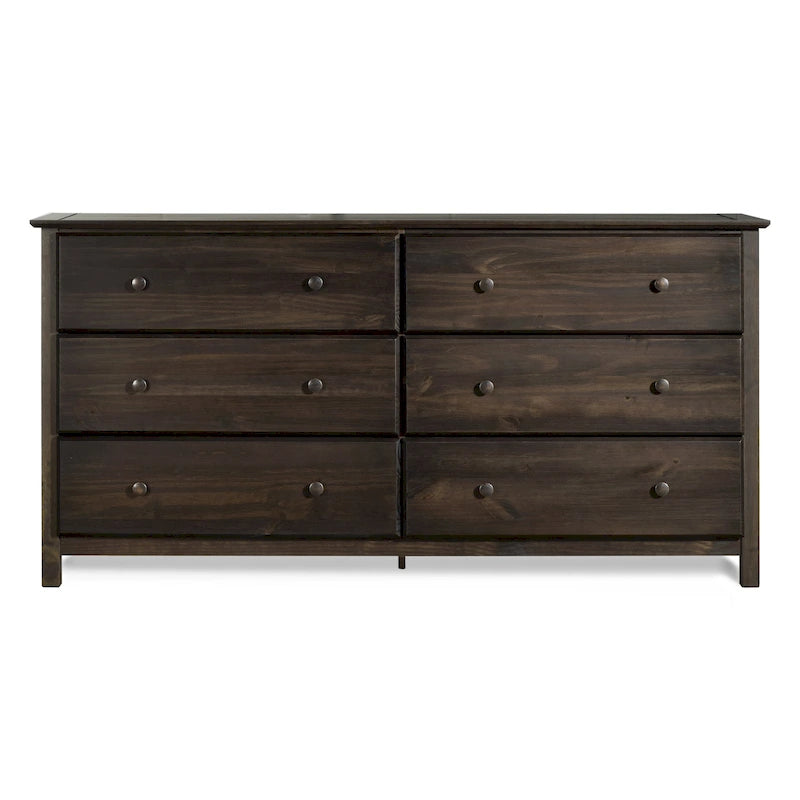 Commode en bois massif de style Shaker à 6 tiroirs, finition grain Wood Furniture