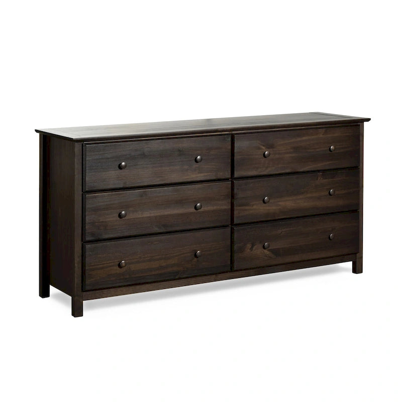 Commode en bois massif de style Shaker à 6 tiroirs, finition grain Wood Furniture
