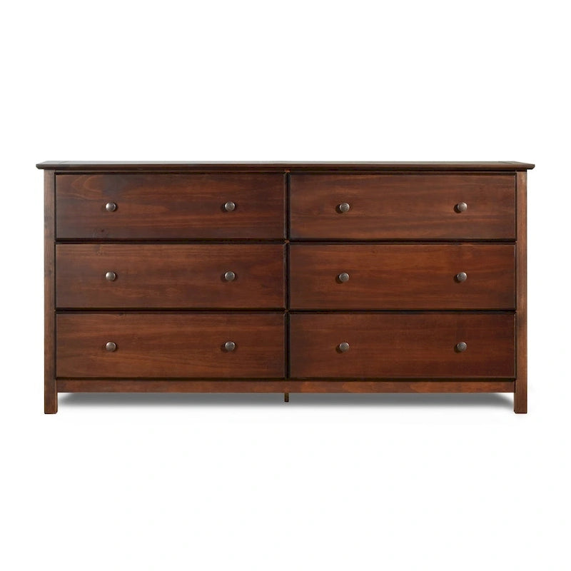 Commode en bois massif de style Shaker à 6 tiroirs, finition grain Wood Furniture