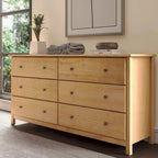 Commode en bois massif de style Shaker à 6 tiroirs, finition grain Wood Furniture