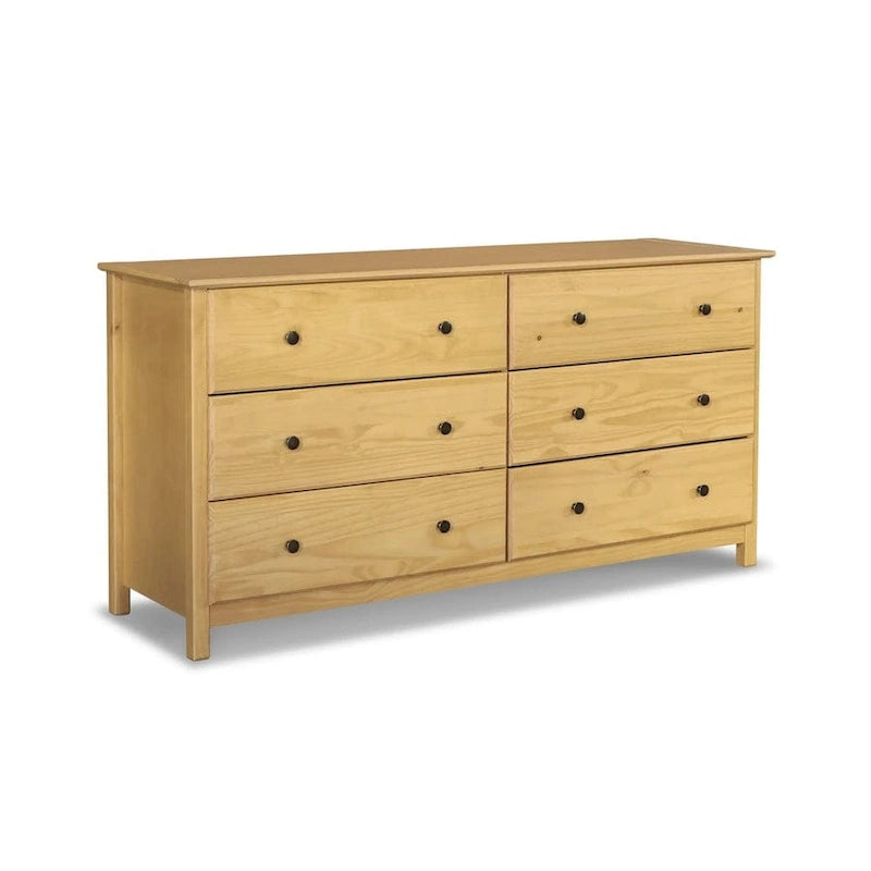Commode en bois massif de style Shaker à 6 tiroirs, finition grain Wood Furniture