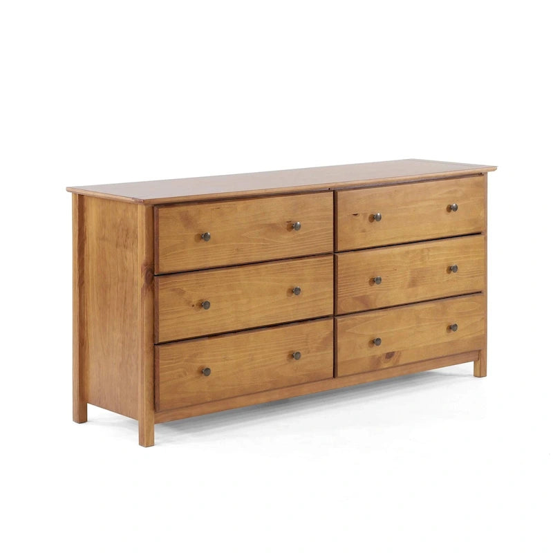 Commode en bois massif de style Shaker à 6 tiroirs, finition grain Wood Furniture