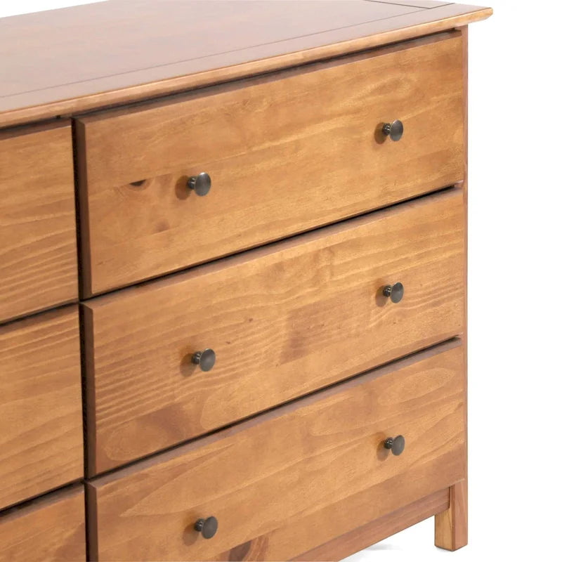 Commode en bois massif de style Shaker à 6 tiroirs, finition grain Wood Furniture