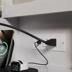 Ensemble coiffeuse avec miroir lumineux et station de recharge, coiffeuse avec miroir extra large, blanc