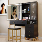 Ensemble coiffeuse avec miroir lumineux et station de recharge, coiffeuse avec miroir extra large, blanc