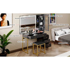 Ensemble coiffeuse avec miroir lumineux et station de recharge, coiffeuse avec miroir extra large, blanc
