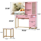 Ensemble coiffeuse avec miroir lumineux et station de recharge, coiffeuse avec miroir extra large, blanc