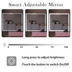 Ensemble coiffeuse avec miroir lumineux et station de recharge, coiffeuse avec miroir extra large, blanc