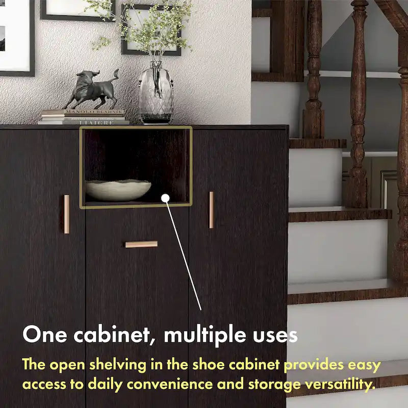 Meuble à chaussures moderne DH BASIC 32 pouces pour 20 paires avec étagère réglable et poignée en métal