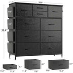 Commode à 10 tiroirs en tissu, tour de rangement pour chambre à coucher