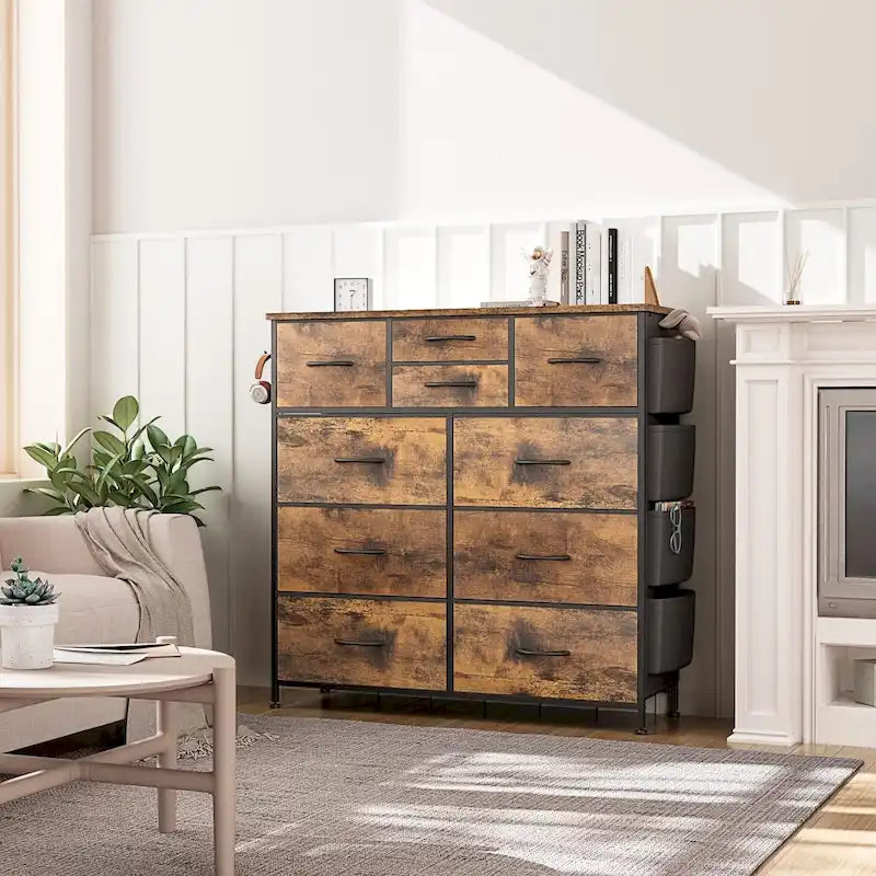Commode à 10 tiroirs en tissu, tour de rangement pour chambre à coucher