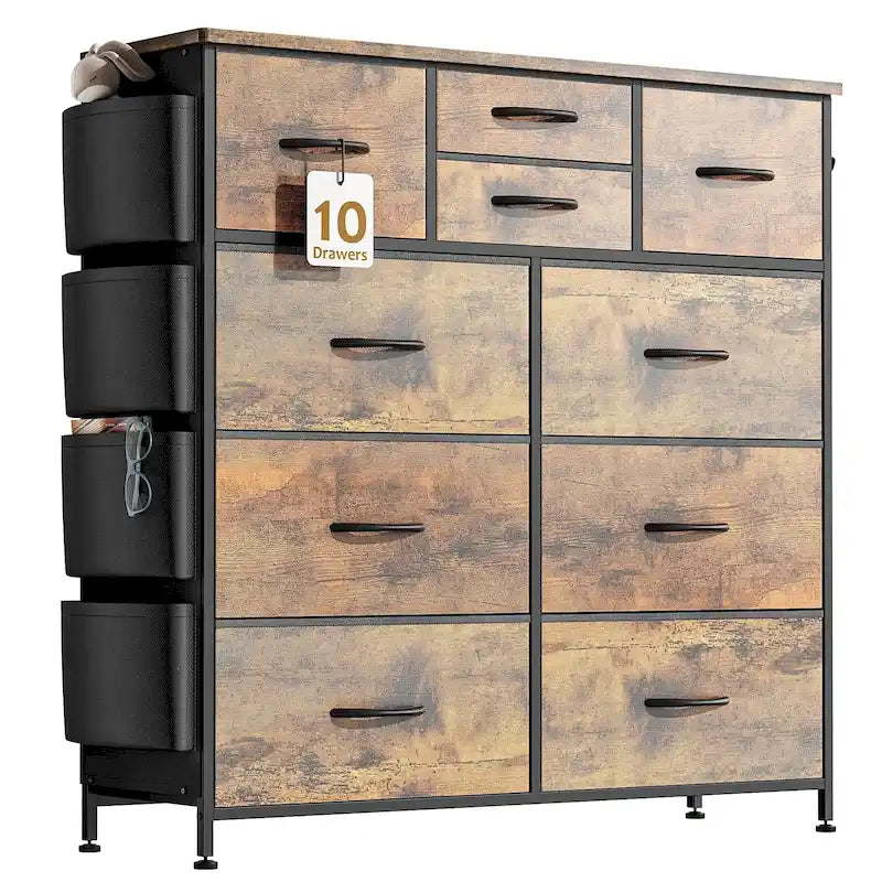 Commode à 10 tiroirs en tissu, tour de rangement pour chambre à coucher