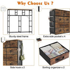 Commode à 10 tiroirs en tissu, tour de rangement pour chambre à coucher