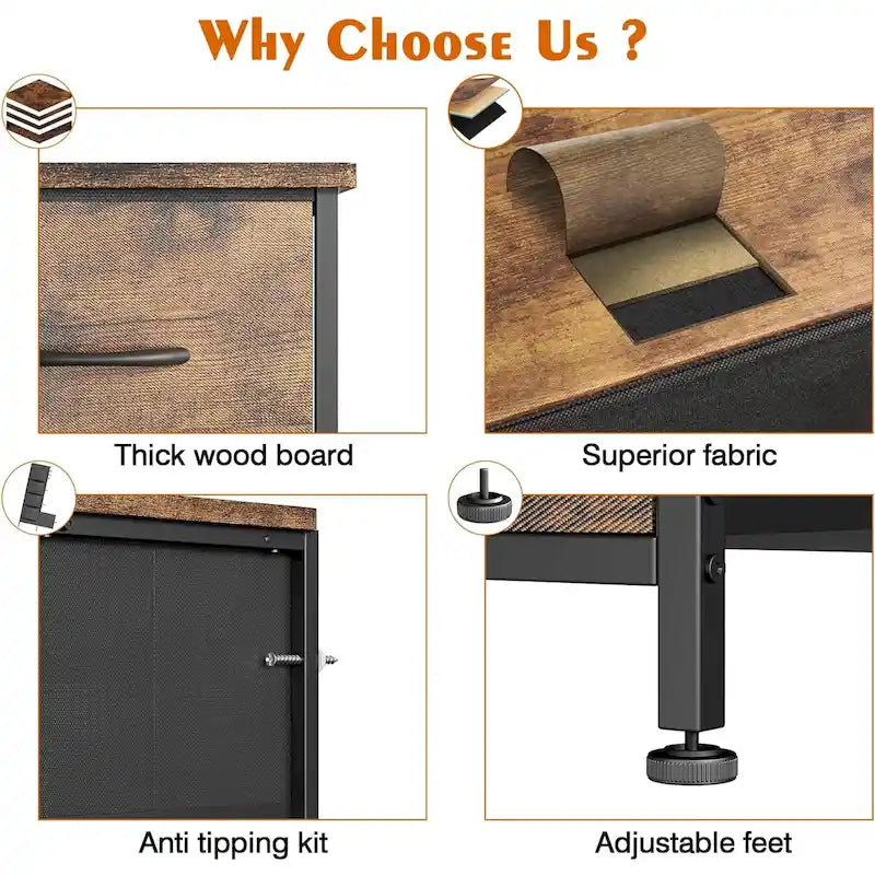 Commode à 10 tiroirs en tissu, tour de rangement pour chambre à coucher